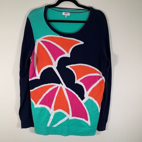 Crown & Ivy Sweater Women’s XS Umbrella Print Crew Neck Sweater Pullover - Picture 1 of 8
